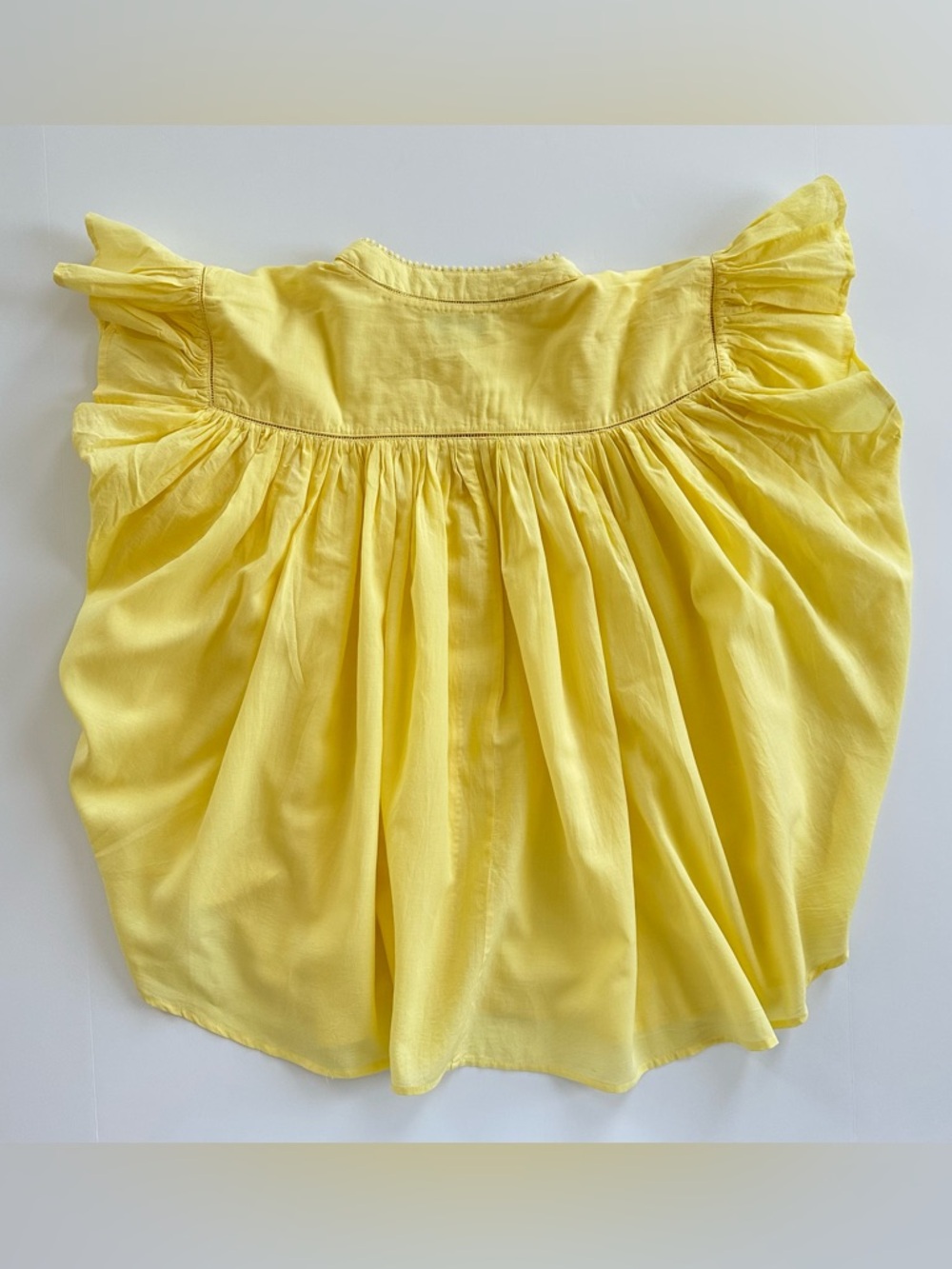 Madewell Shirred Lace Trim Top in Iced Lemon | XXL | EUC - Picture 5 of 16